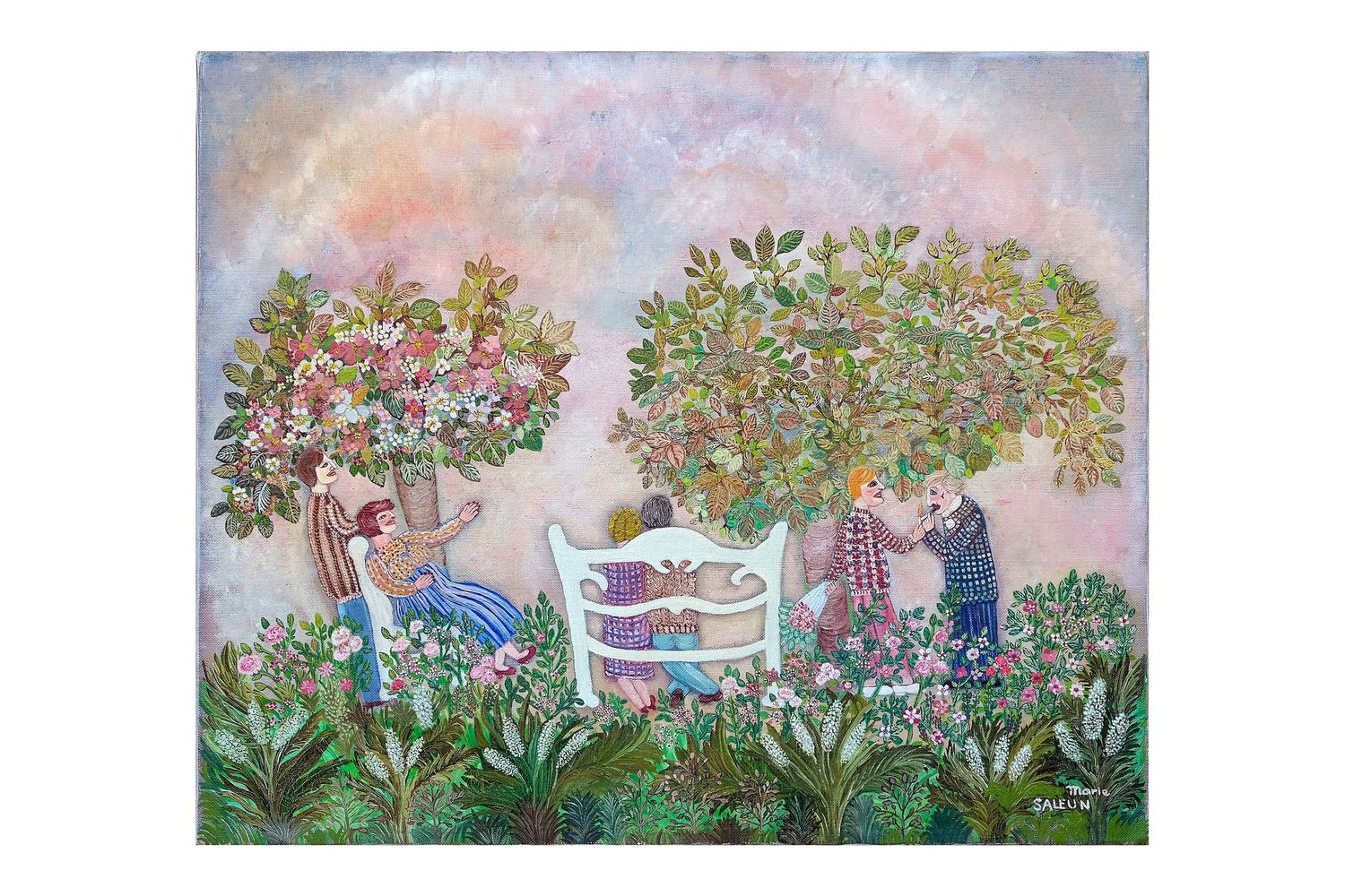 Le jardin aux trois rencontres - Toile de Marie Saleun