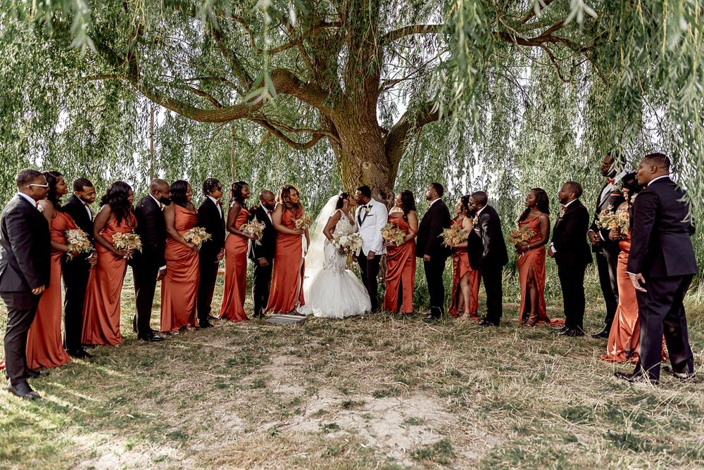 Wedding Party gather for wedding day portraits at The Sterling at Arrowhead Golf Club