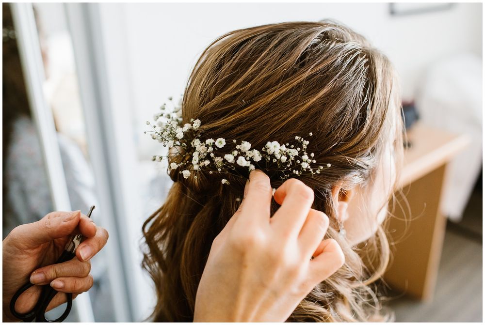 posies in brides hair