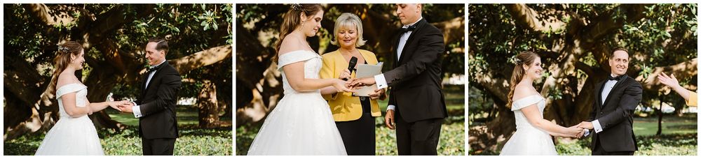 bride and groom exchanging rings