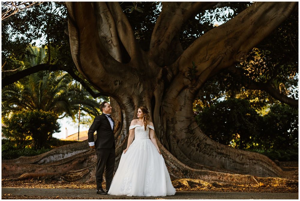 hyde park wedding bride and groom looking at eachother