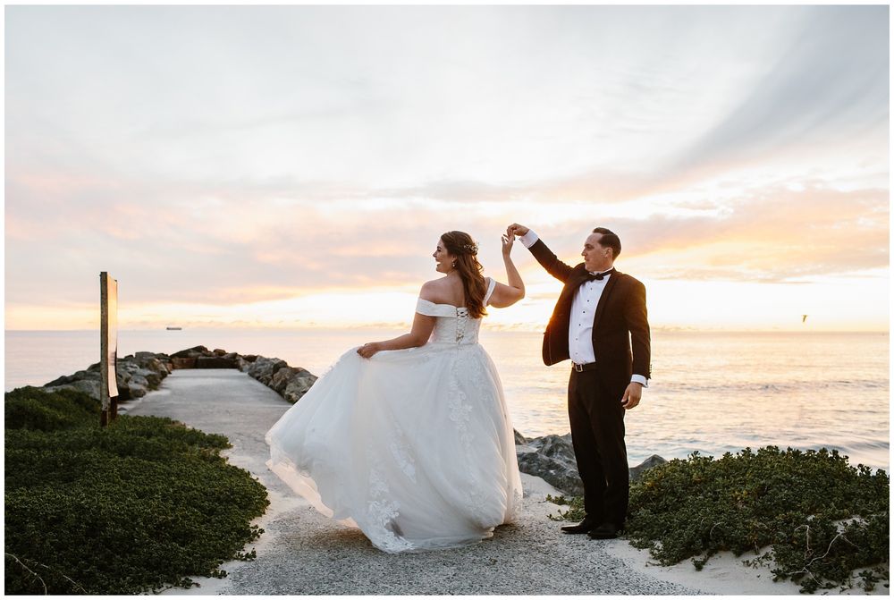 hyde park wedding bride and groom dancing on city beach