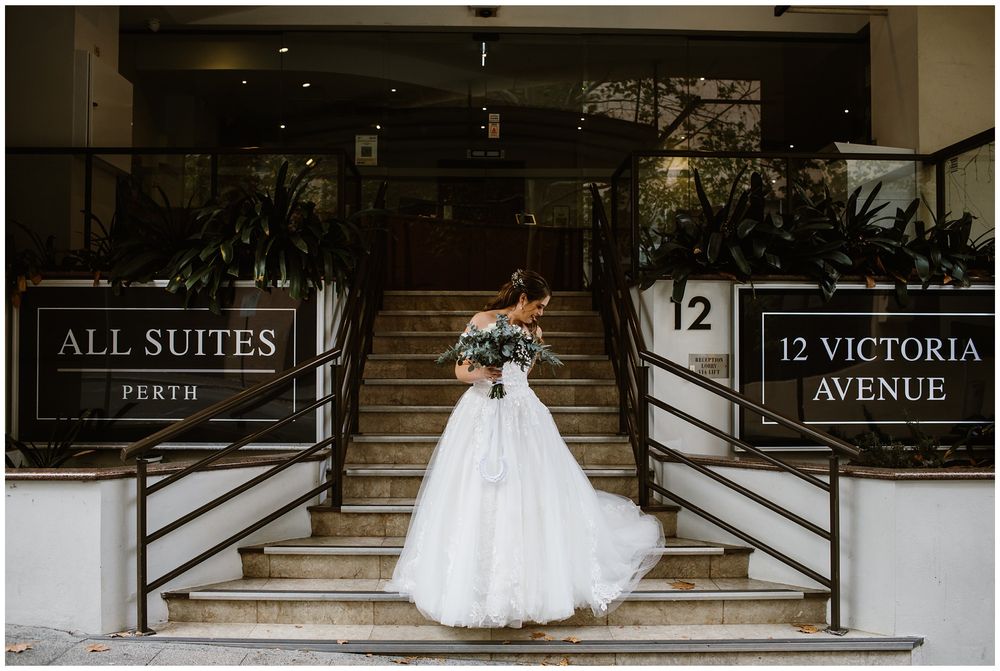 bride on the stairs