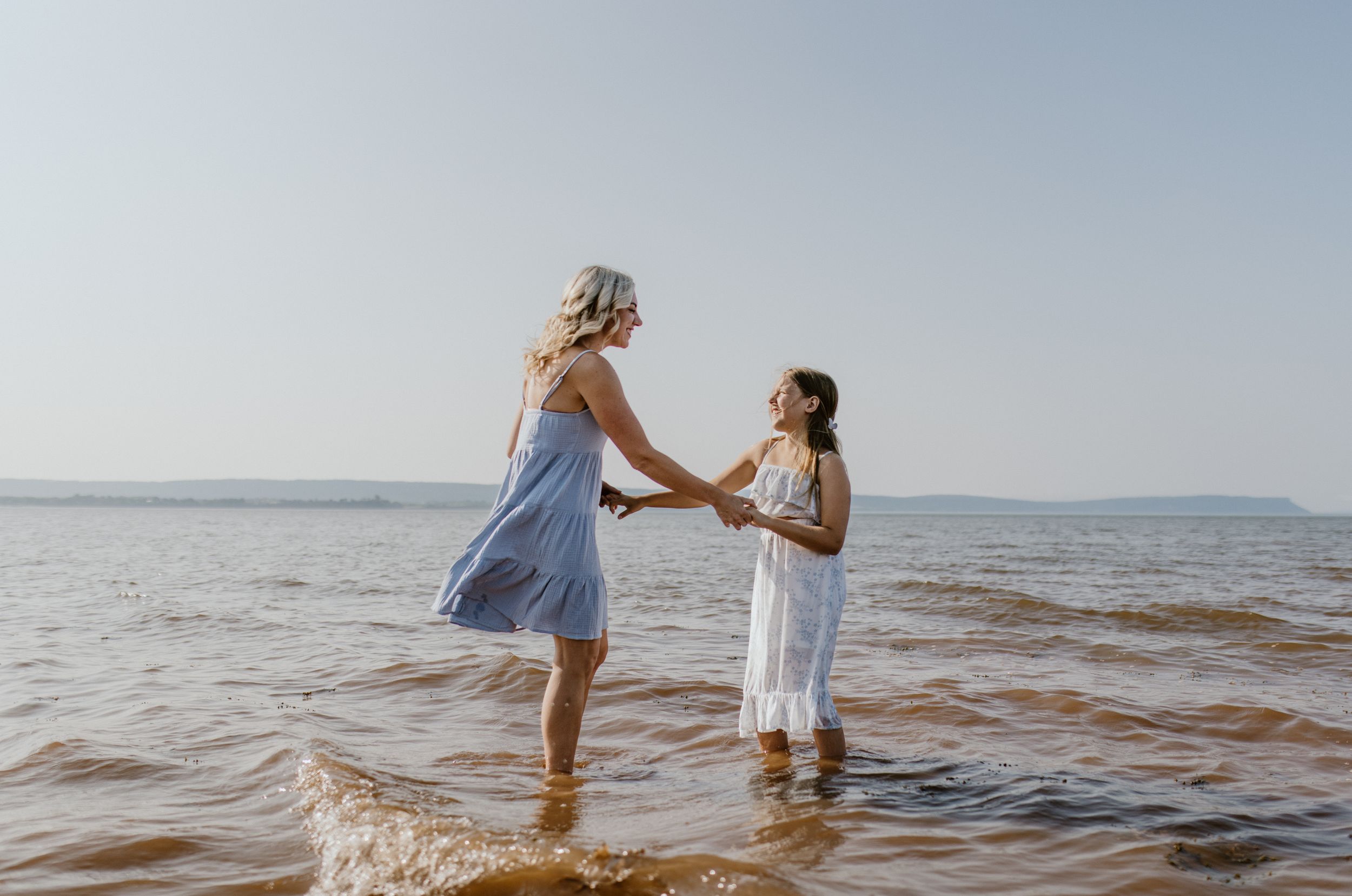 Mother-daughter photo session at Evangeline Beach, Grand Pre, Nova Scotia