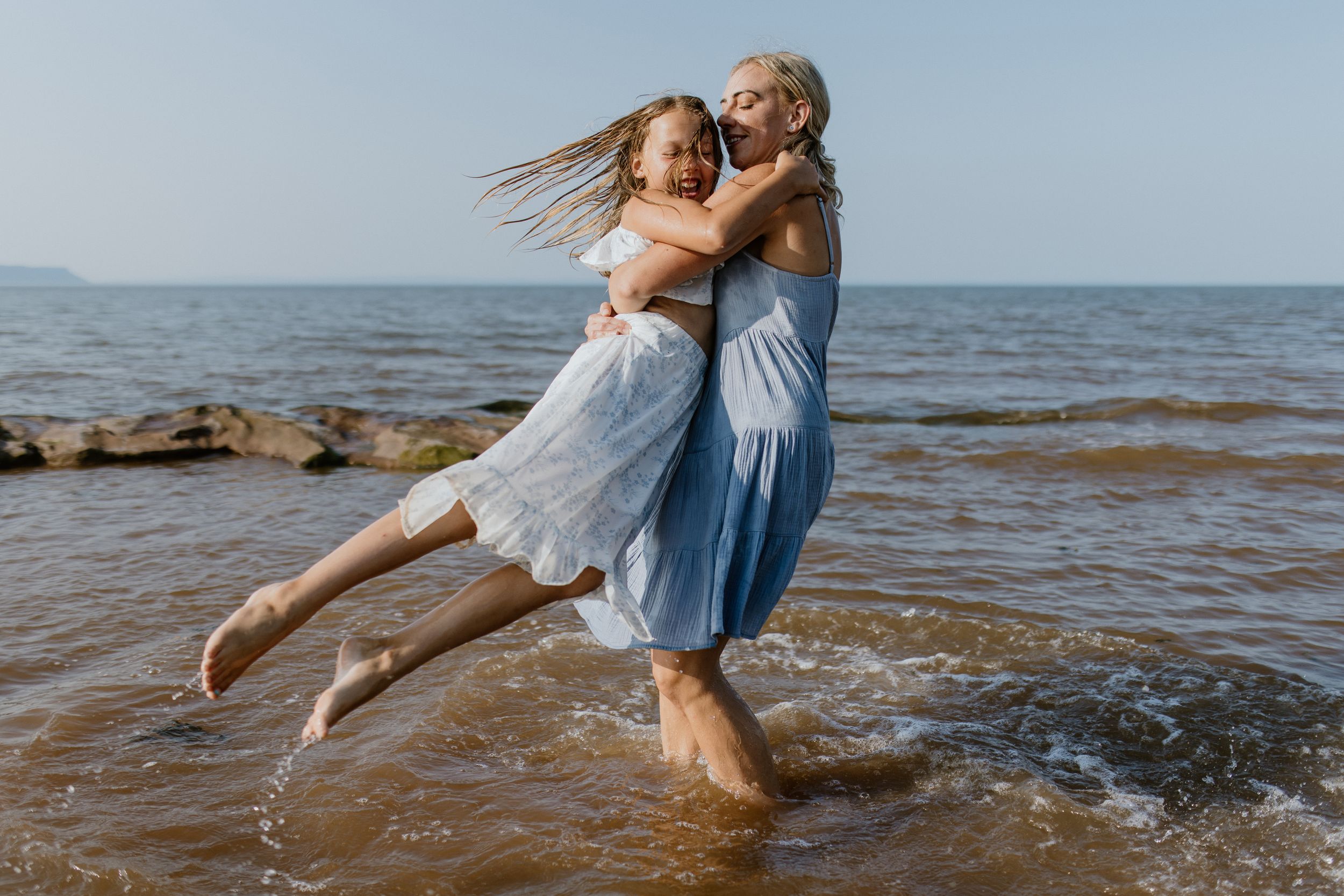 Mother-daughter photo session at Evangeline Beach, Grand Pre, Nova Scotia