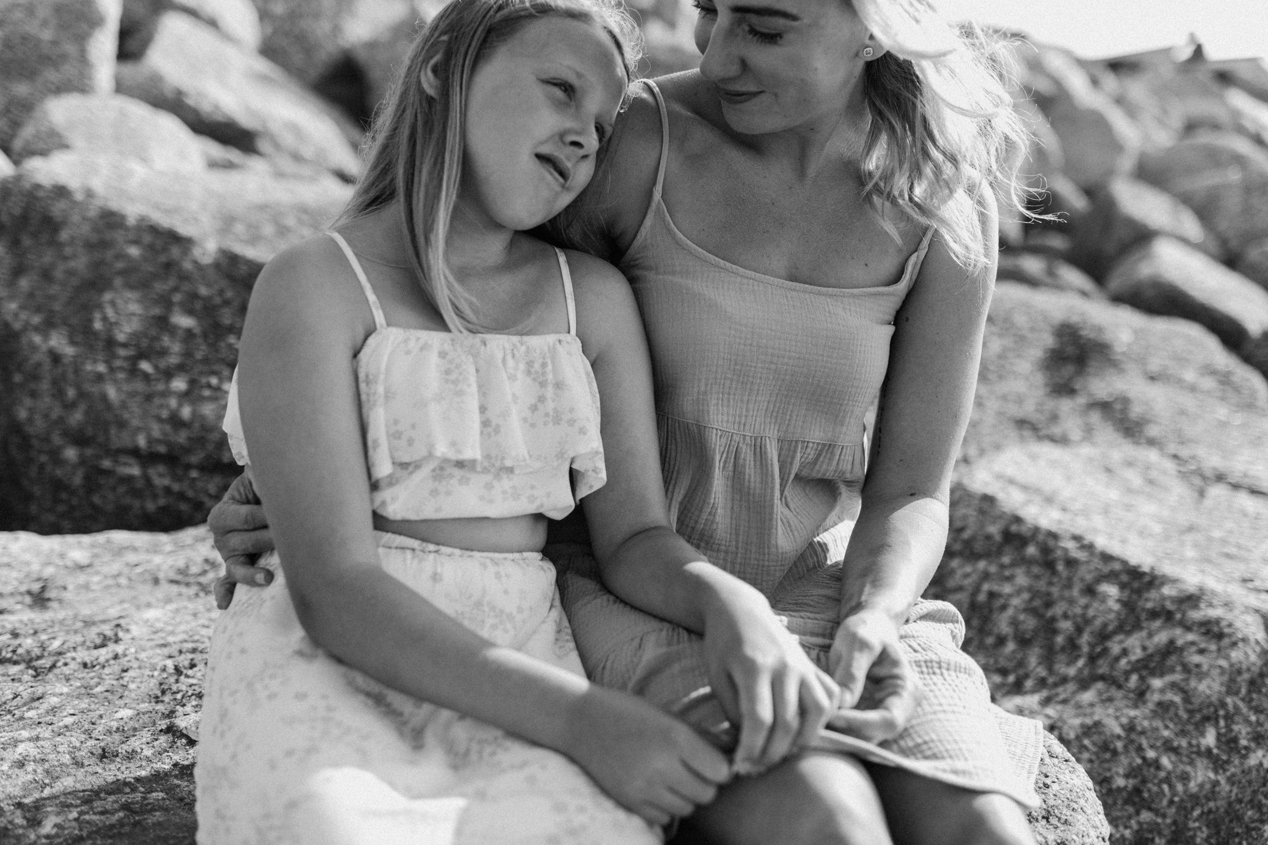 Mother-daughter photo session at Evangeline Beach, Grand Pre, Nova Scotia