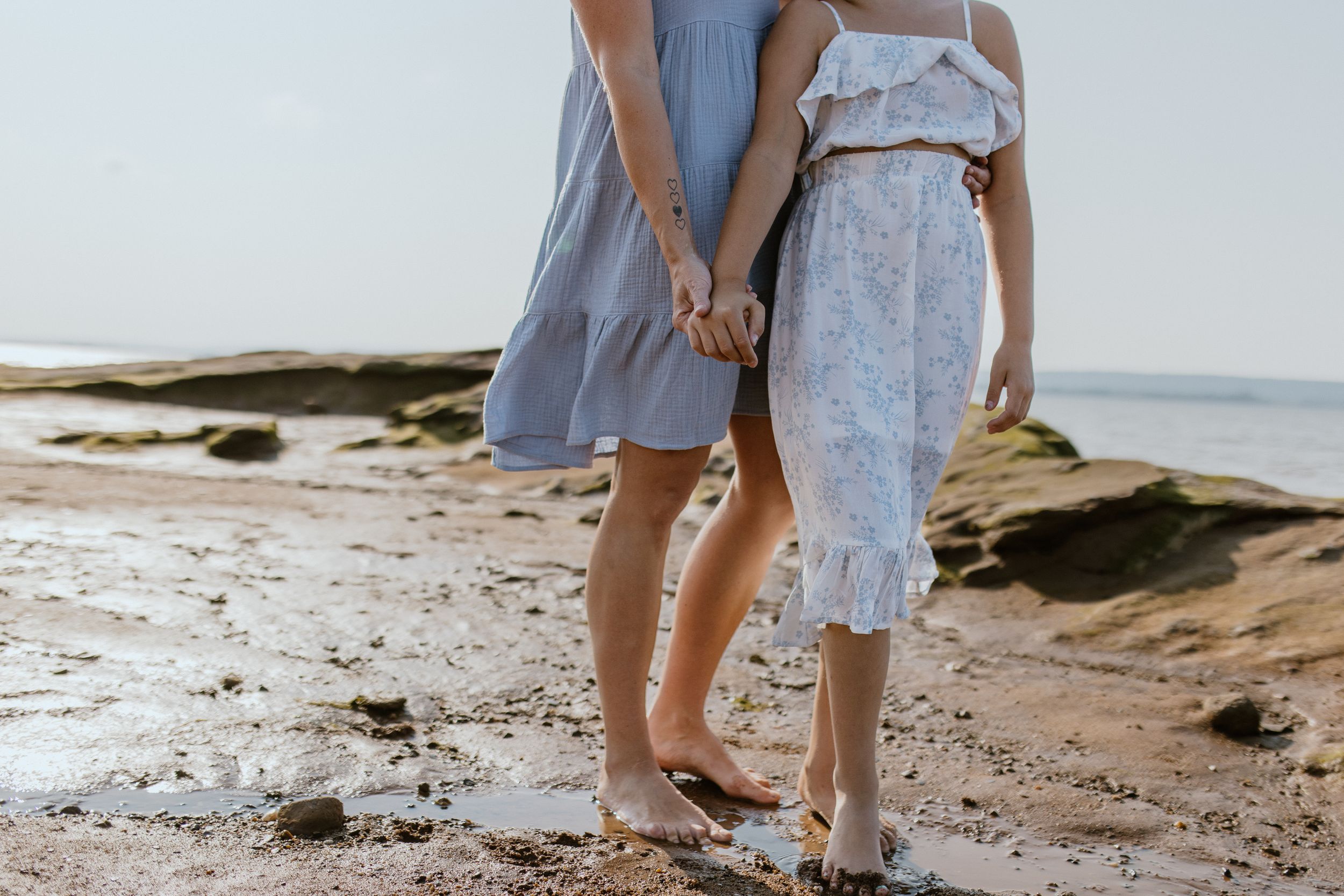 Mother-daughter photo session at Evangeline Beach, Grand Pre, Nova Scotia
