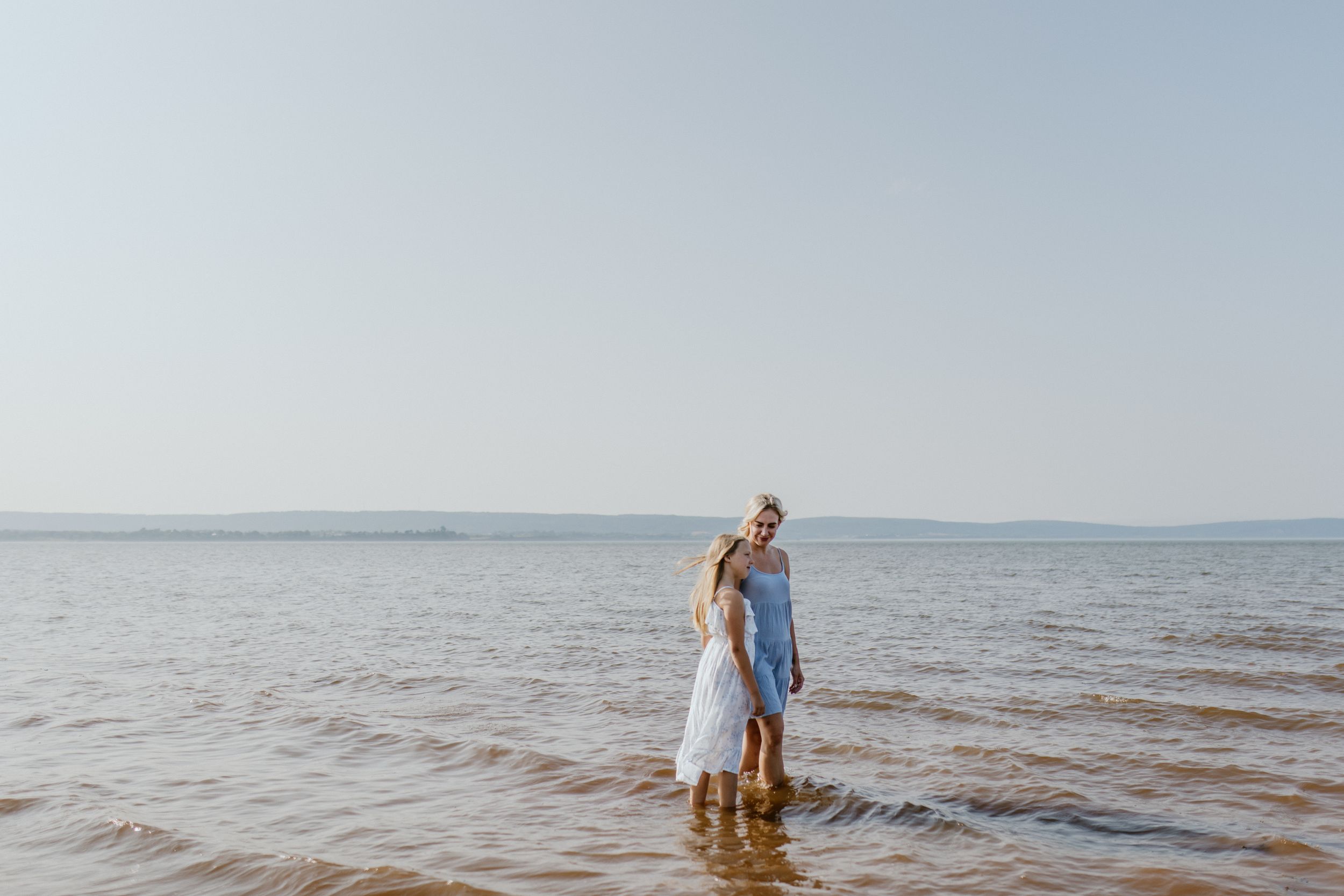 Mother-daughter photo session at Evangeline Beach, Grand Pre, Nova Scotia