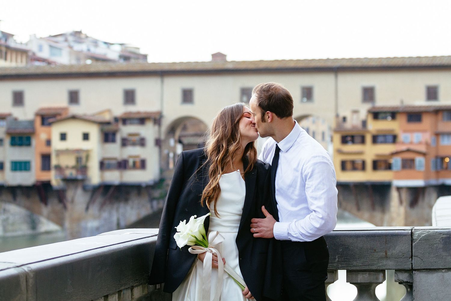 bride and groom portrait photography by the Ponte Vecchio Florence Italy