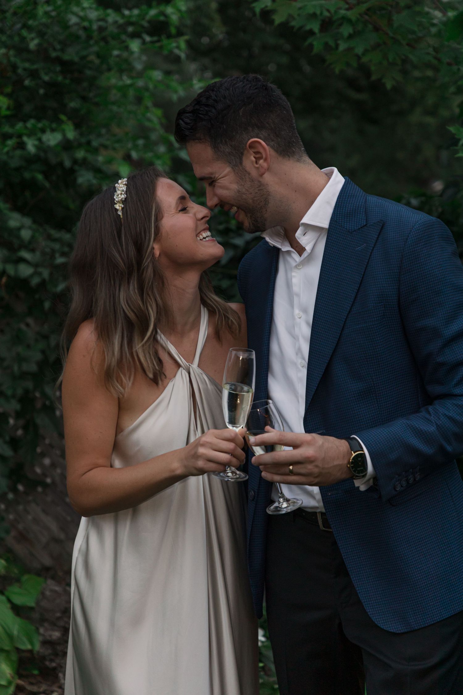 Backyard wedding celebration photography Husband and wife