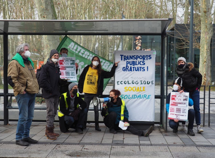 Manifestation pour les transports publics gratuits