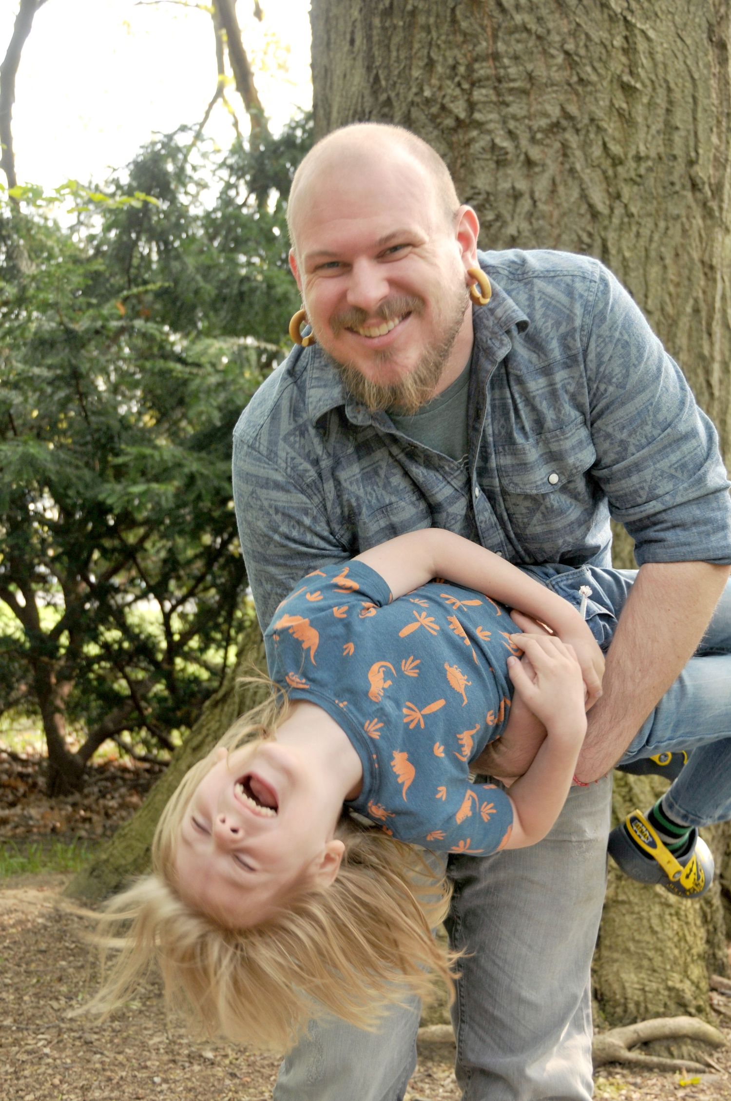 Picture of dad and son laughing