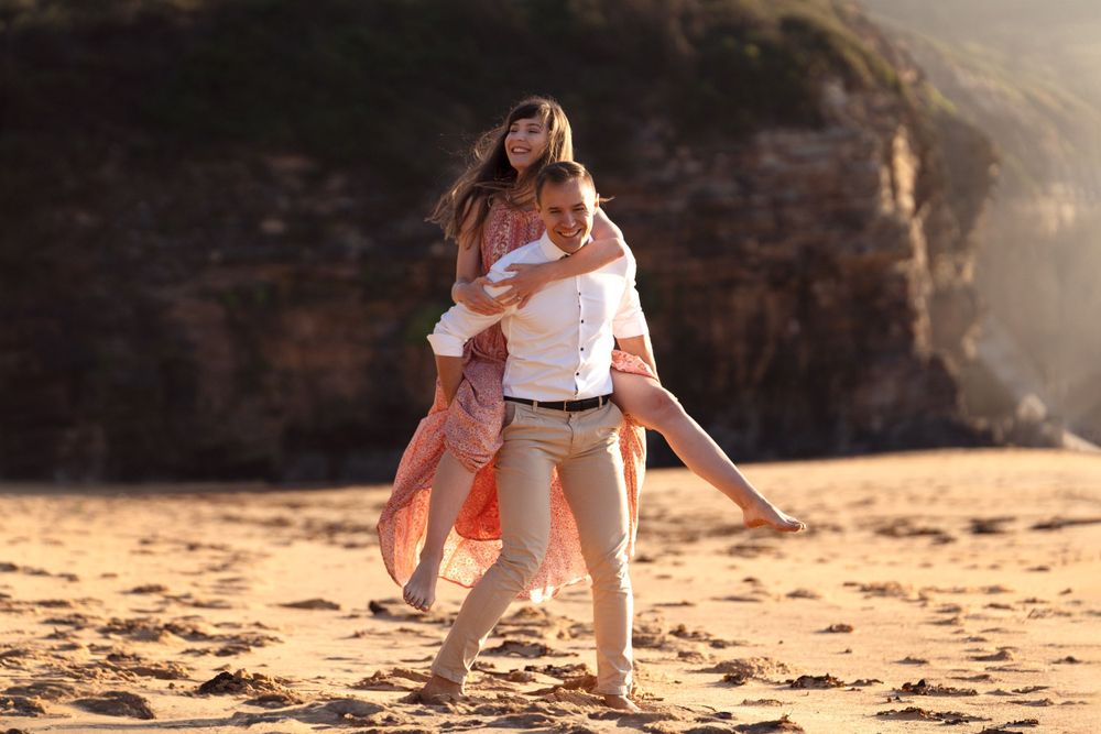 fun engagement photoshoot on the Northern Beaches