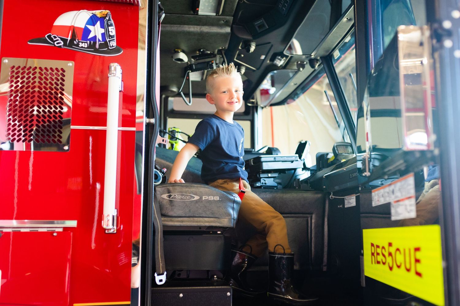 kids fireman birthday photos at the fire station