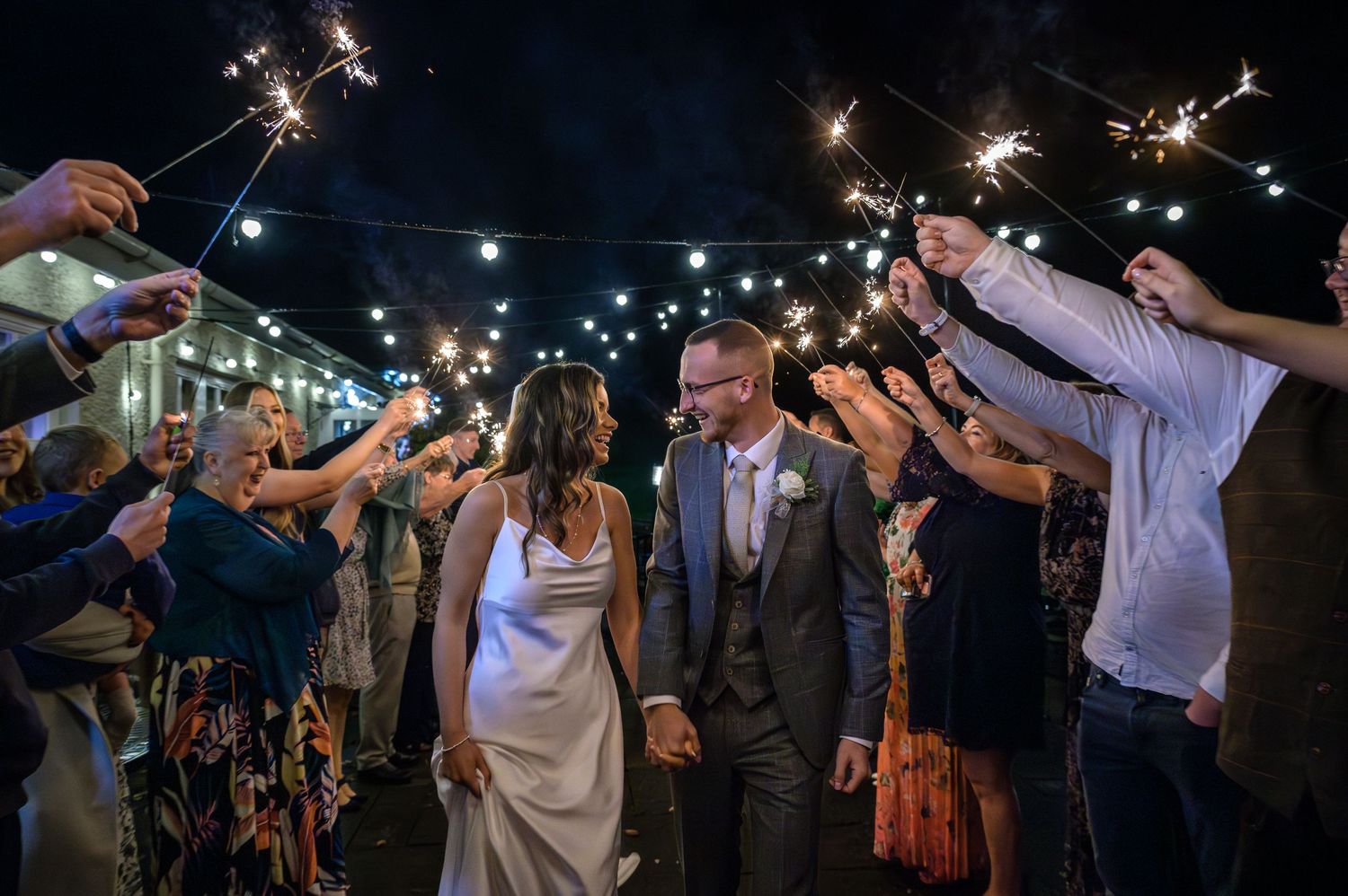 Sparkler exit at Briery Wood Hotel wedding