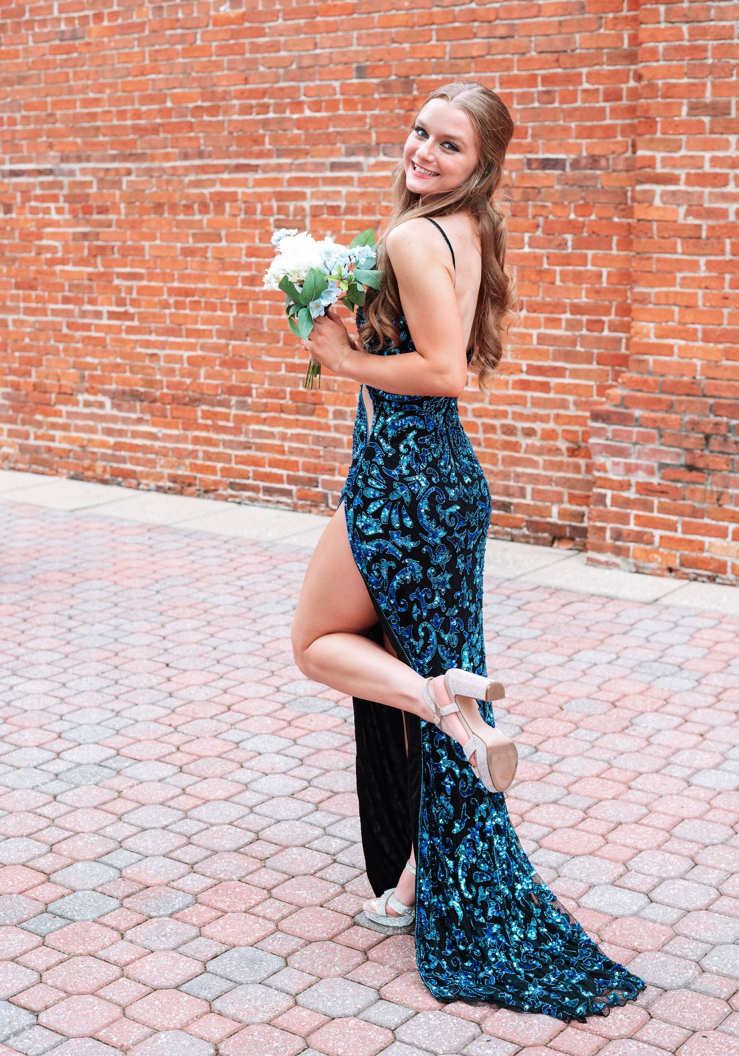 Bouquet Prom For Royal Bouquets Navy Blue Dress With Flowers Cinderella Dresses  Prom Dress Poshmark