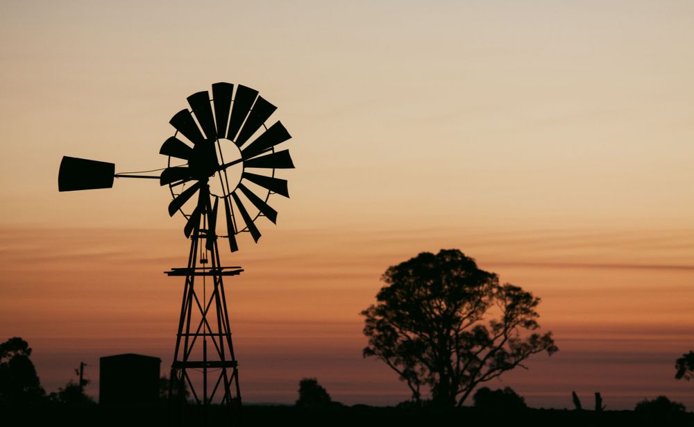 landscape windmill sunrise