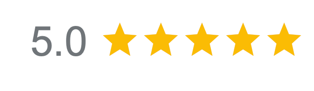Perfect 5-star rating display with yellow stars.