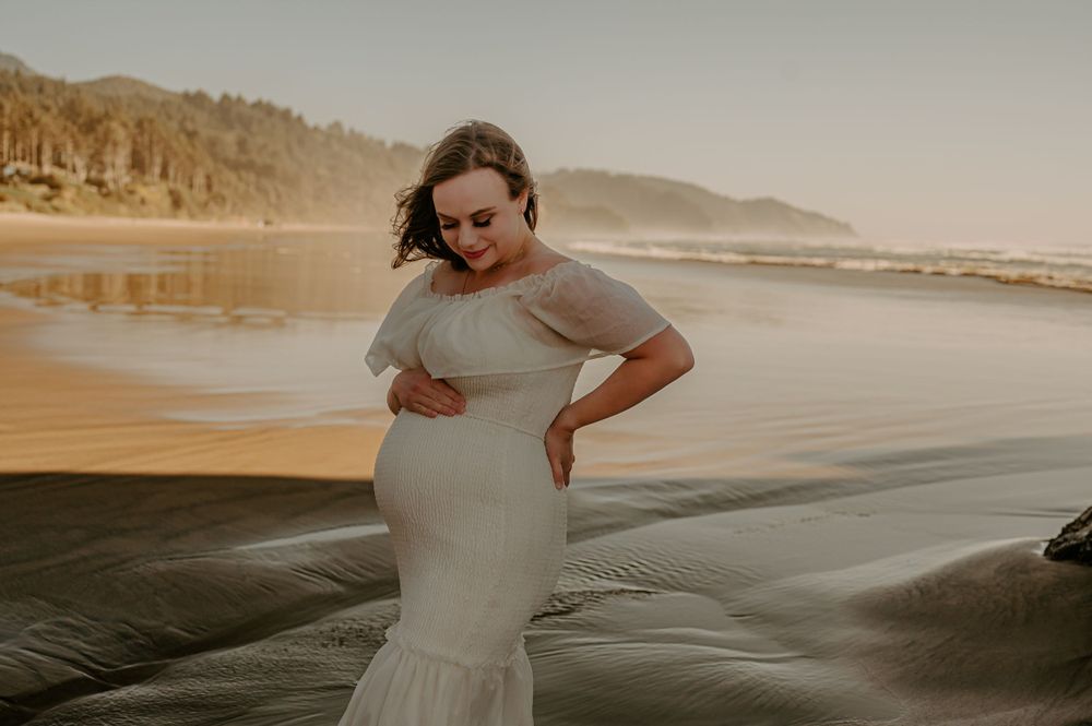 Pregnant woman on a beach