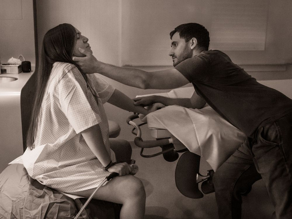 Black and white photo series showing intimate moments between two people on a bed.