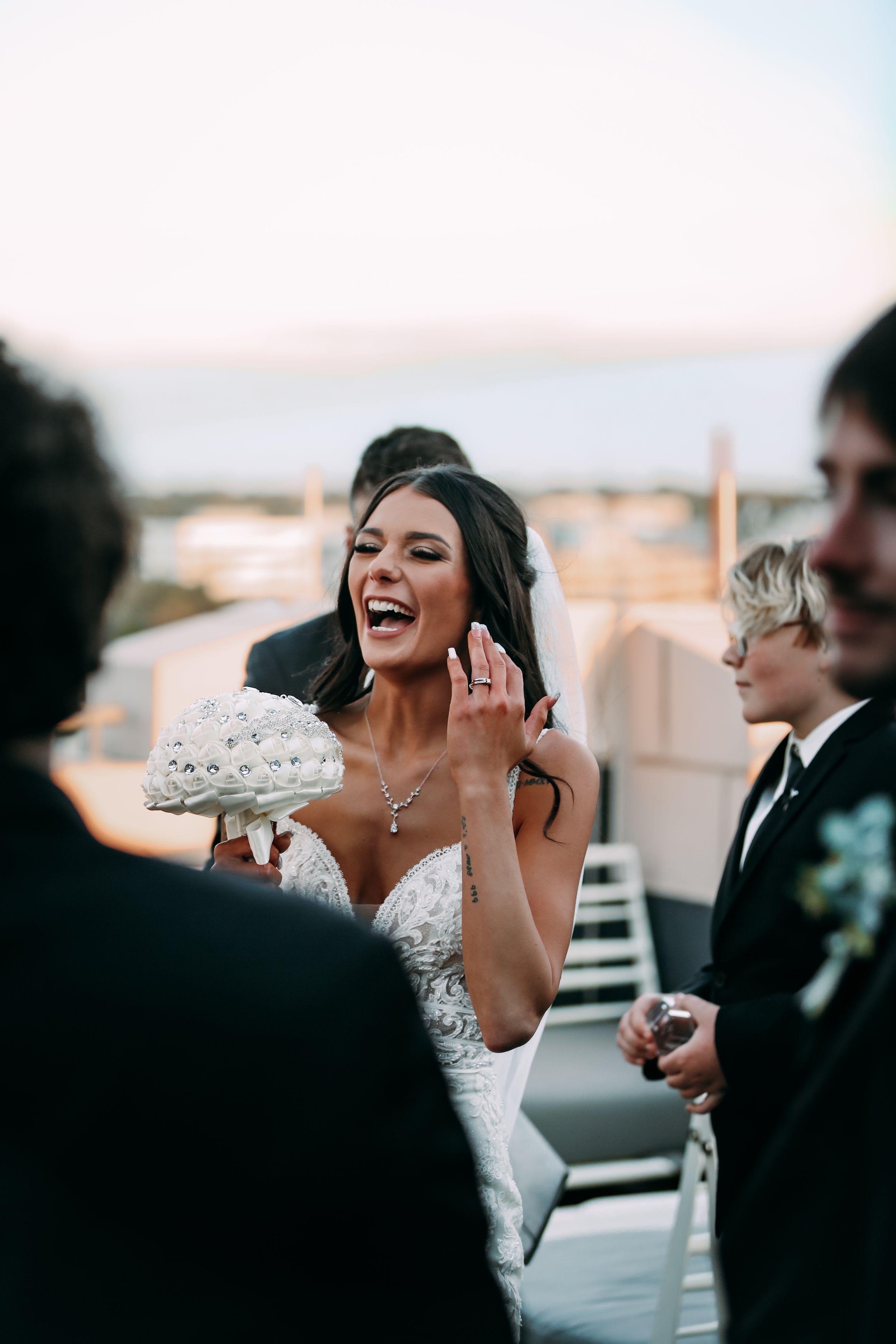 bride smiling that just got married