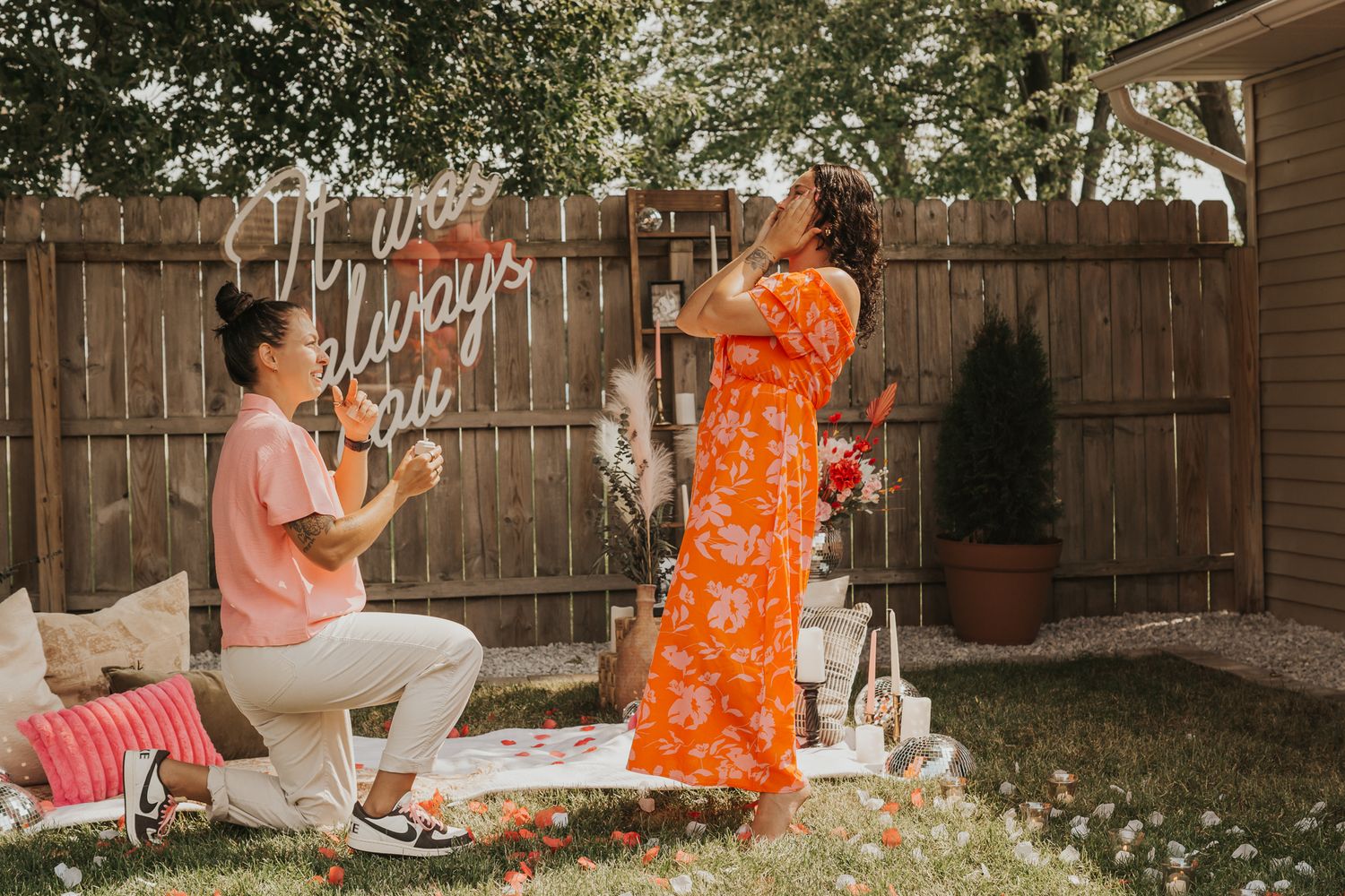 Backyard proposal photography in southern Michigan.