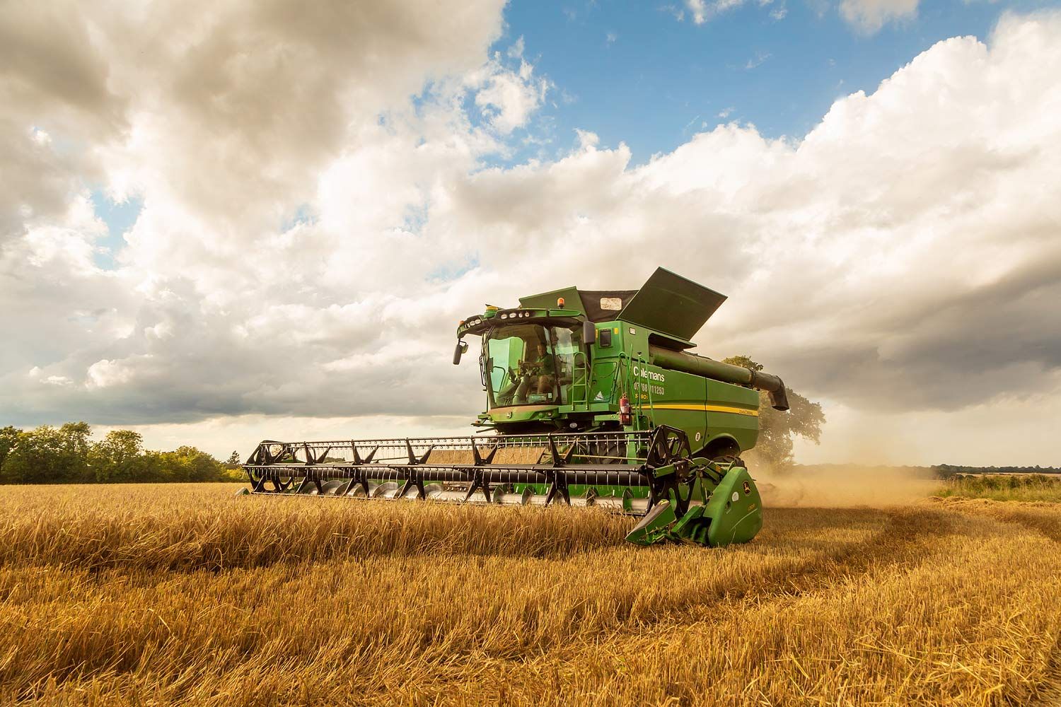 Combine harvester harvesting wheat.