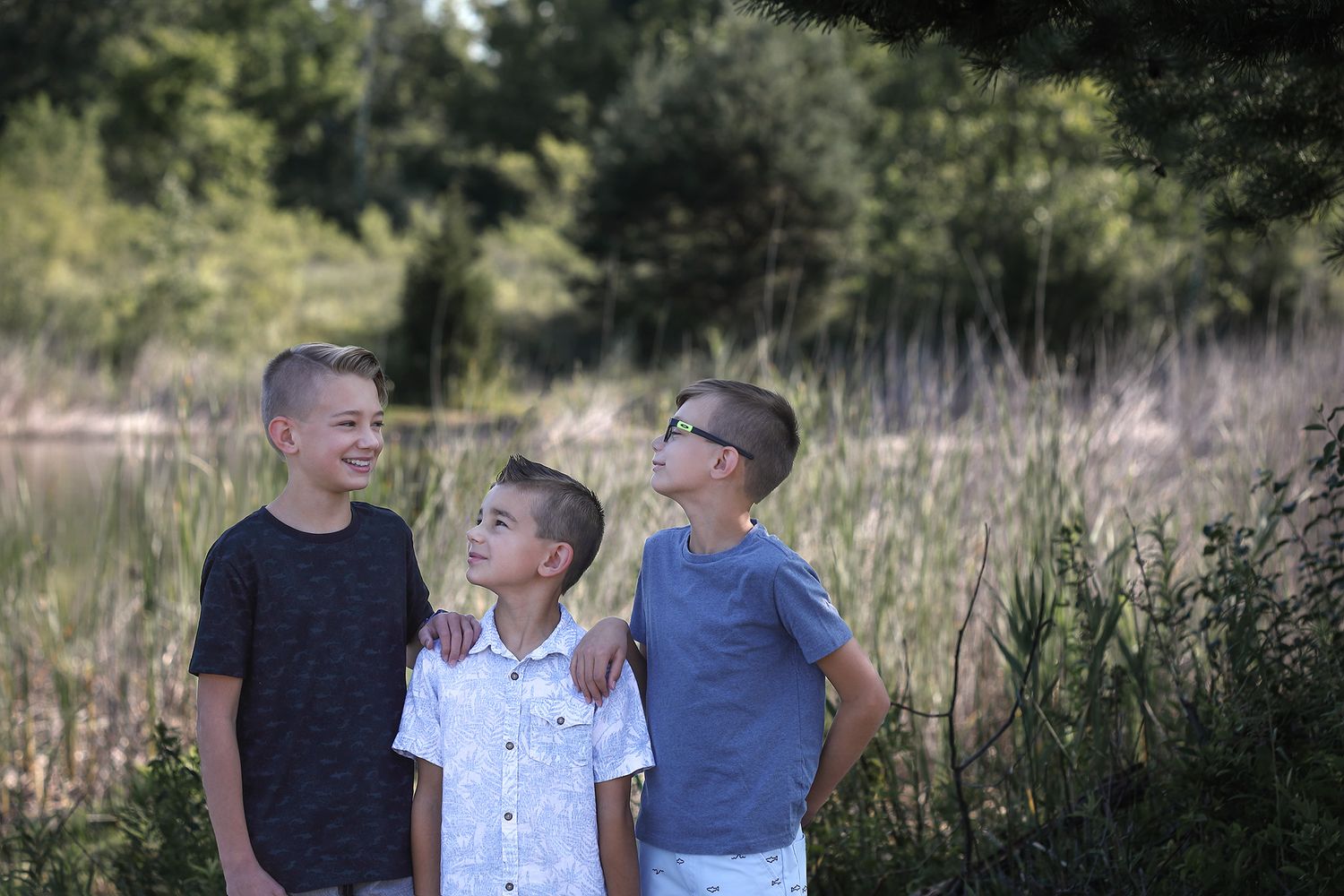 Brothers at the lake for family photos