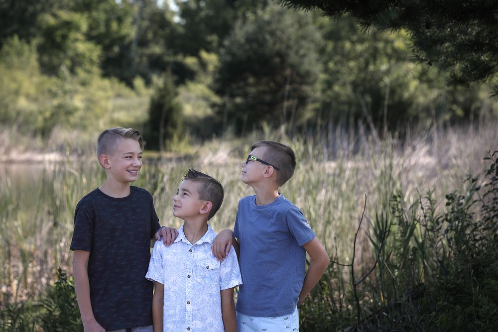 Brothers at the lake for family photos