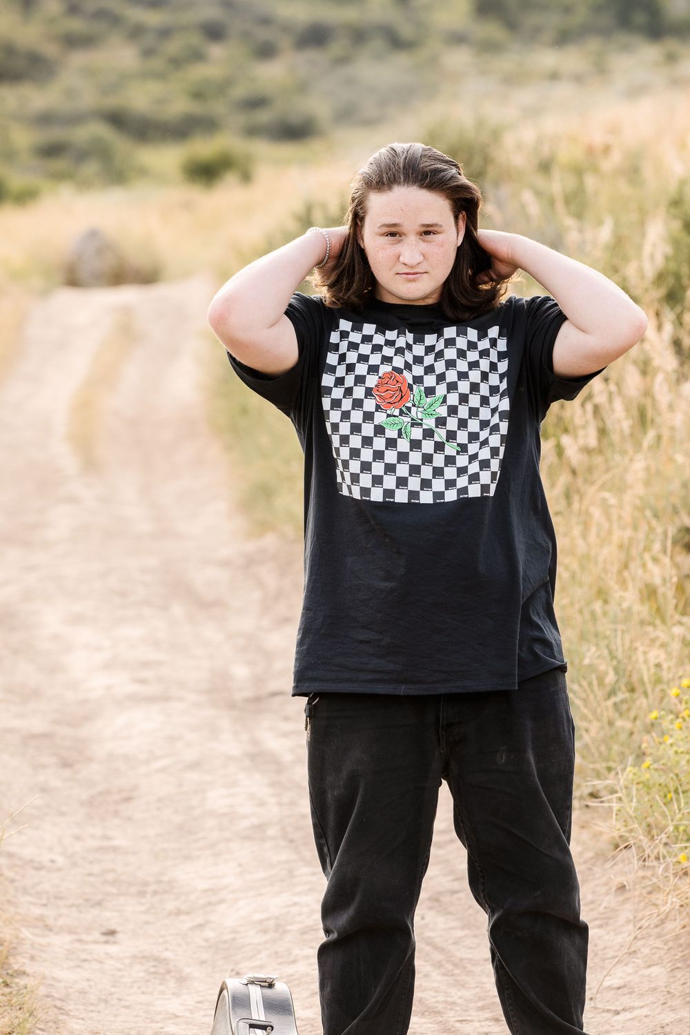 Senior photo in nature mountains