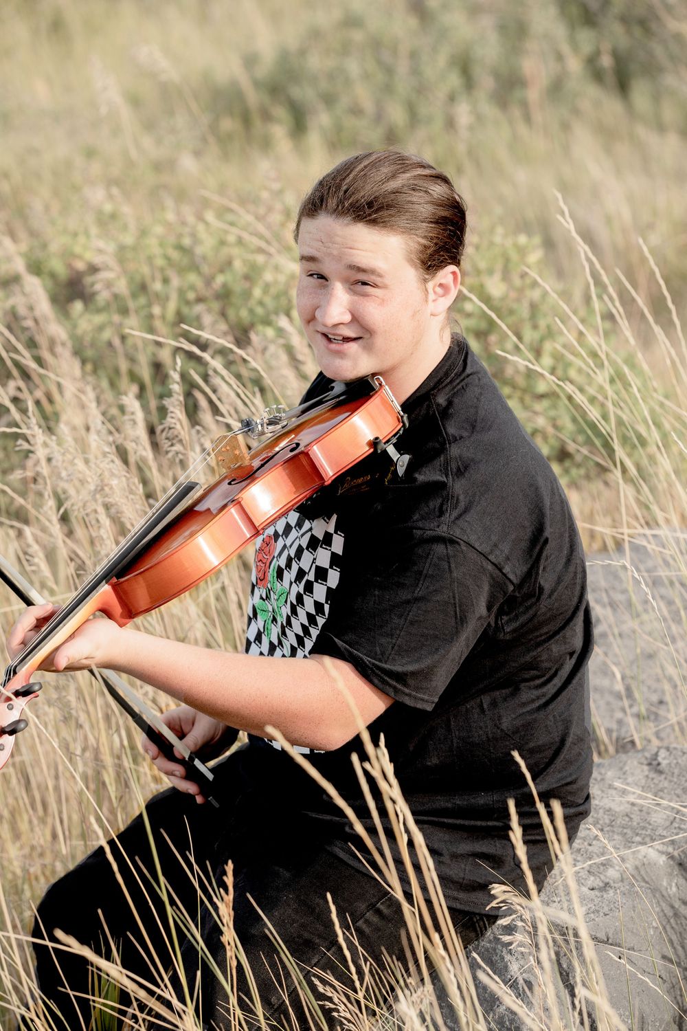 Senior photo with instrument, viola