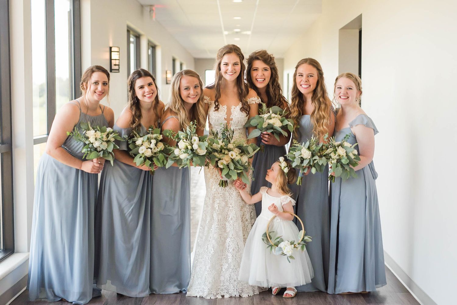Bride and bridesmaids natural light