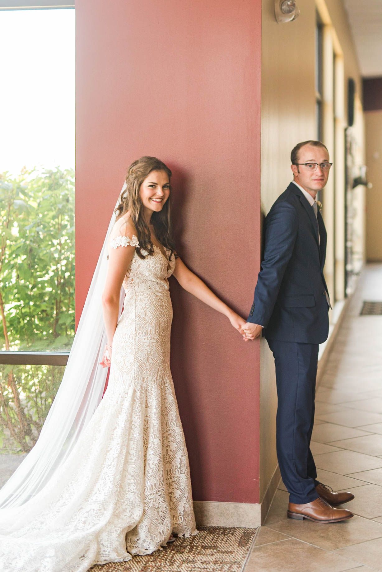 Bride and groom first touch
