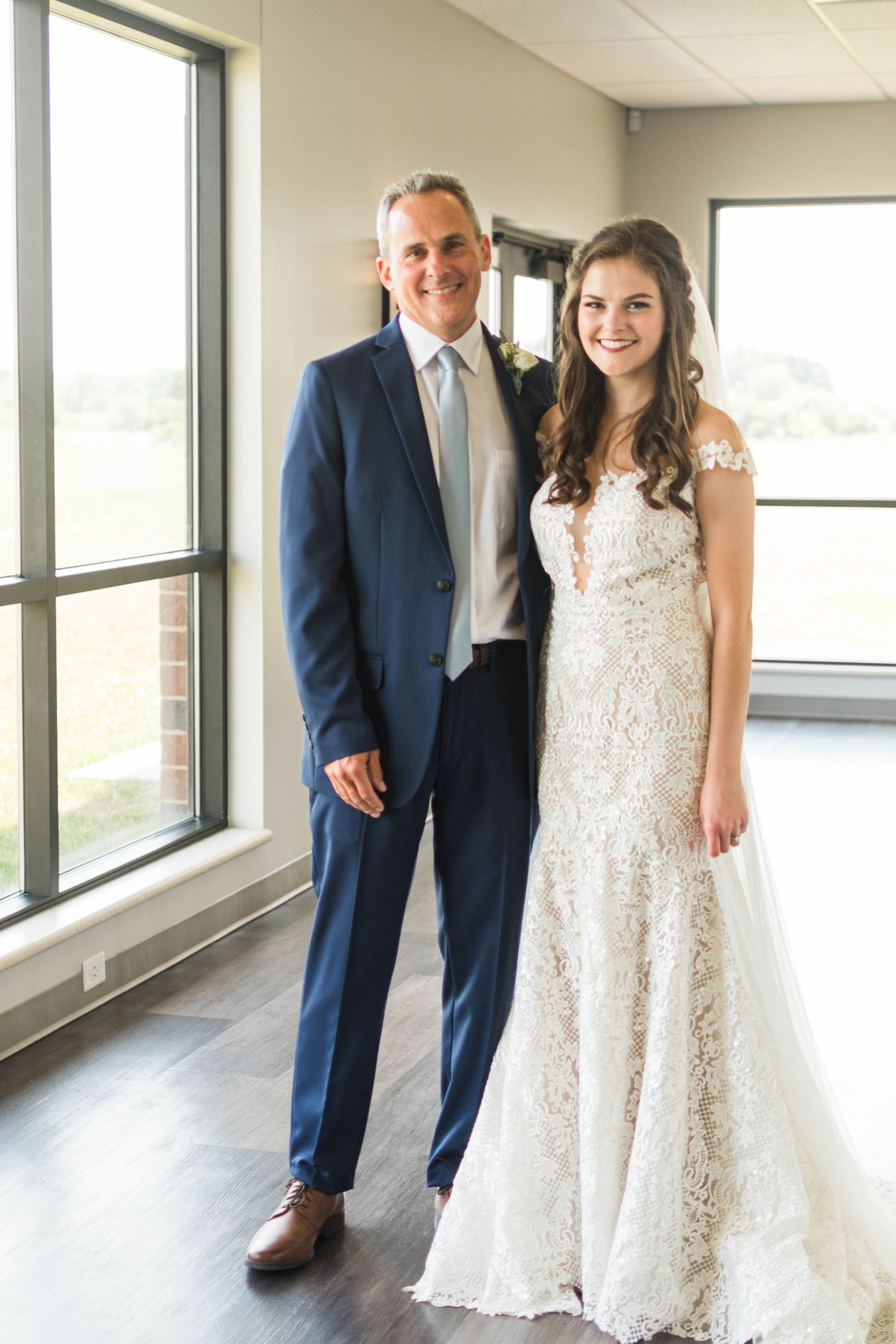 Father and bride on wedding day
