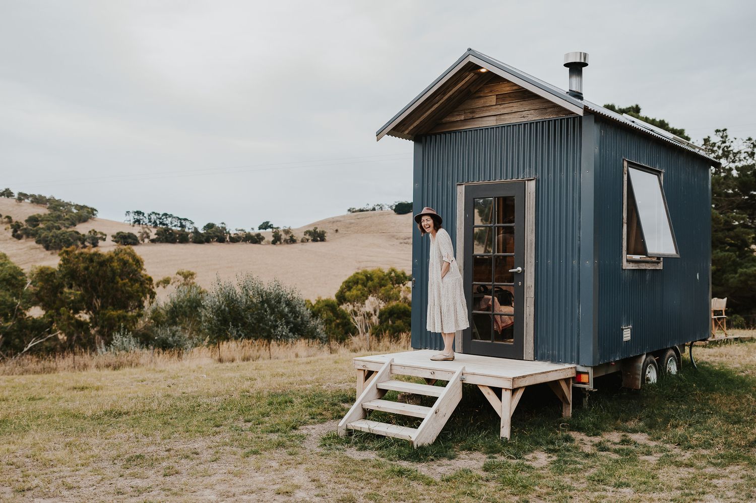 photographer at tiny home by tasmanian elopement wedding and family photographer joss jensen