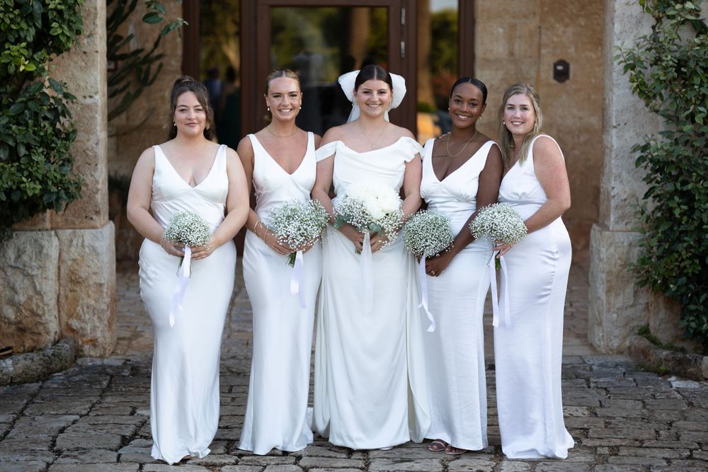 Bride with her bridesmaids