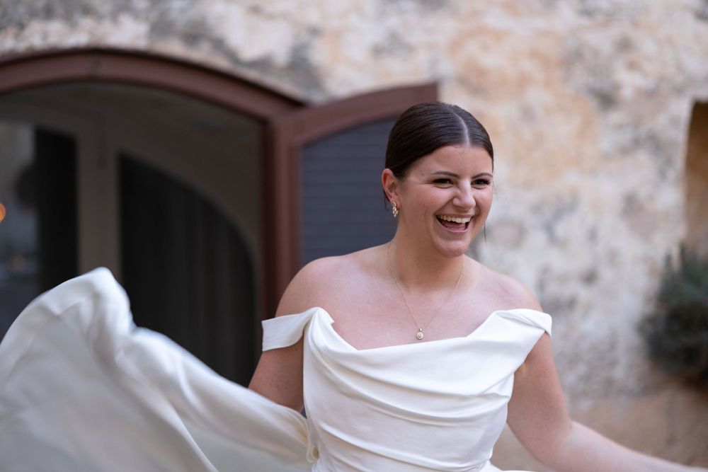 Bride laughing