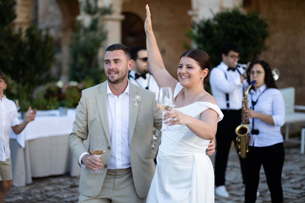 Bride and groom celebrating