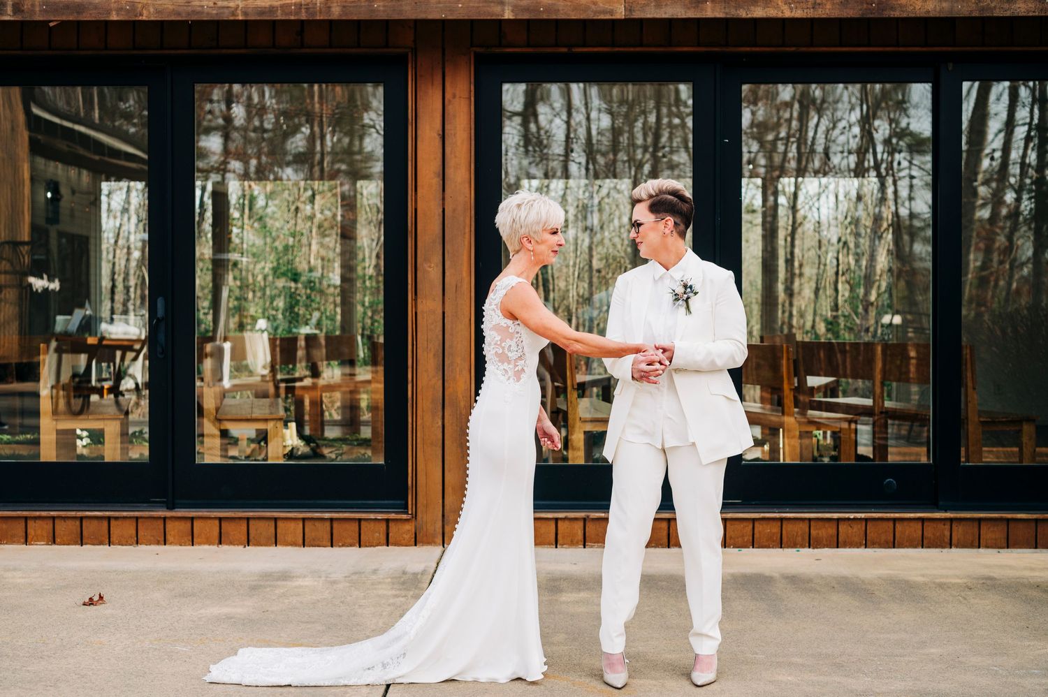first look gay wedding Juliette chapel Dahlonega Georgia