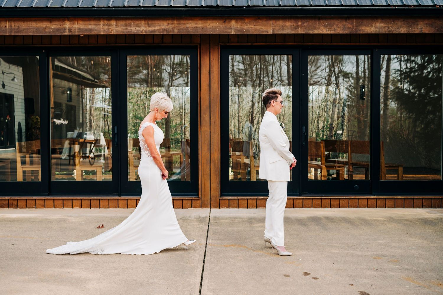 first look gay wedding Juliette chapel Dahlonega Georgia