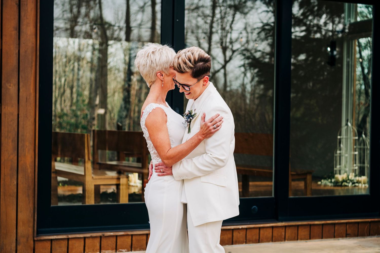 first look gay wedding Juliette chapel Dahlonega Georgia