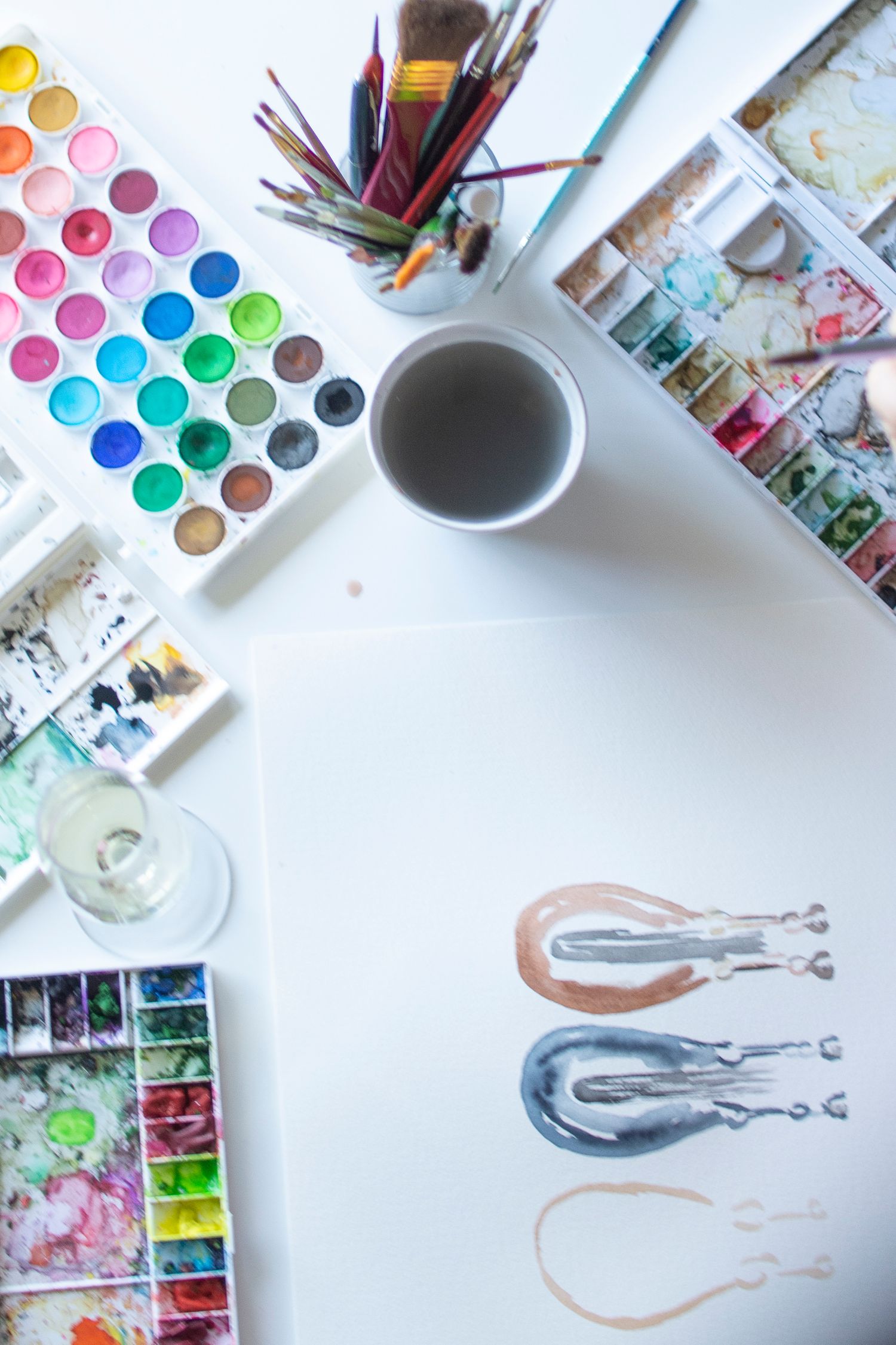 WATERCOLOUR ARTWORK FLATLAY
