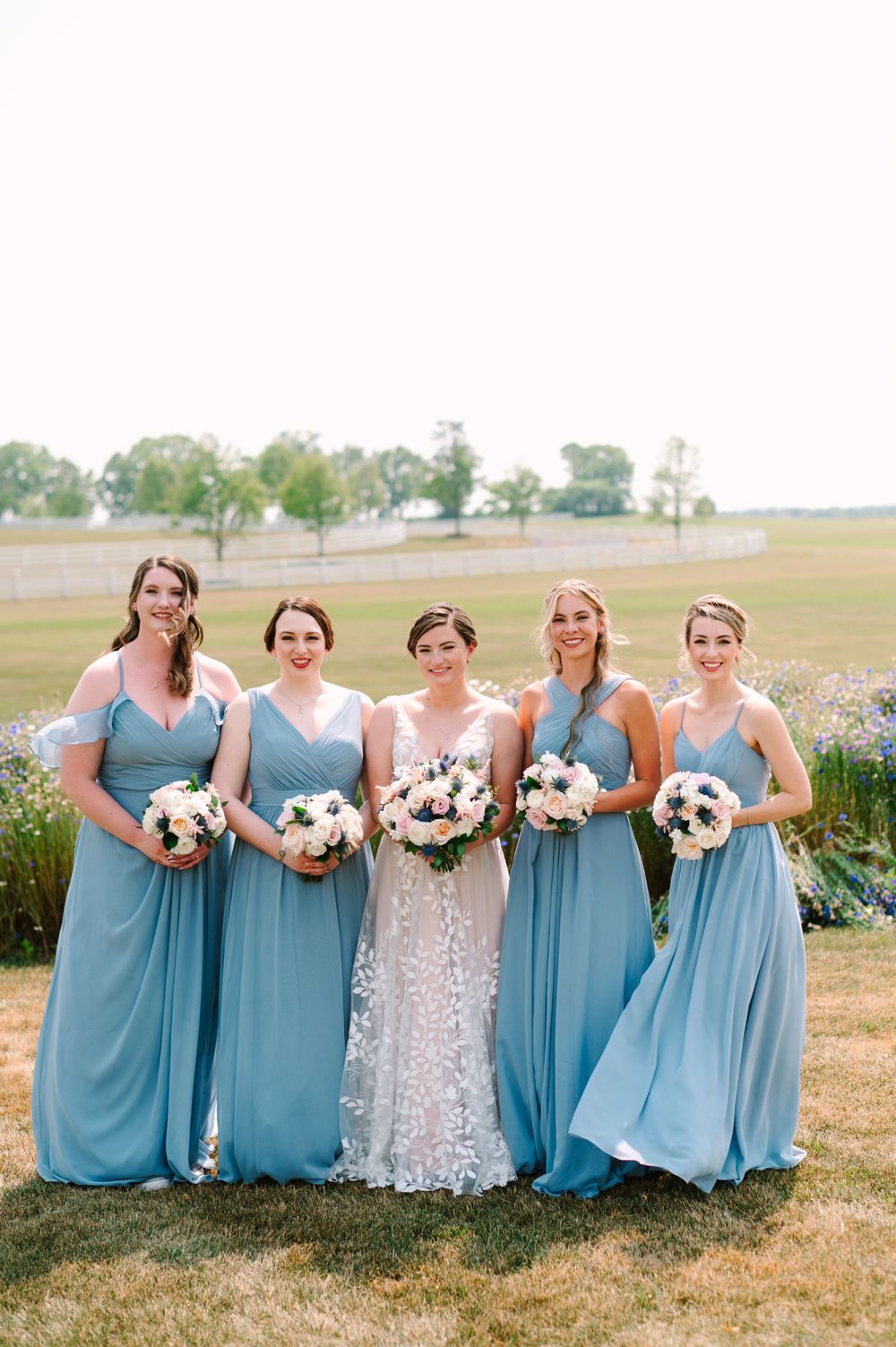 bluebird bridesmaid dresses Bardot Bridesmaid Dress in Dusty Blue Tulle  TH&TH