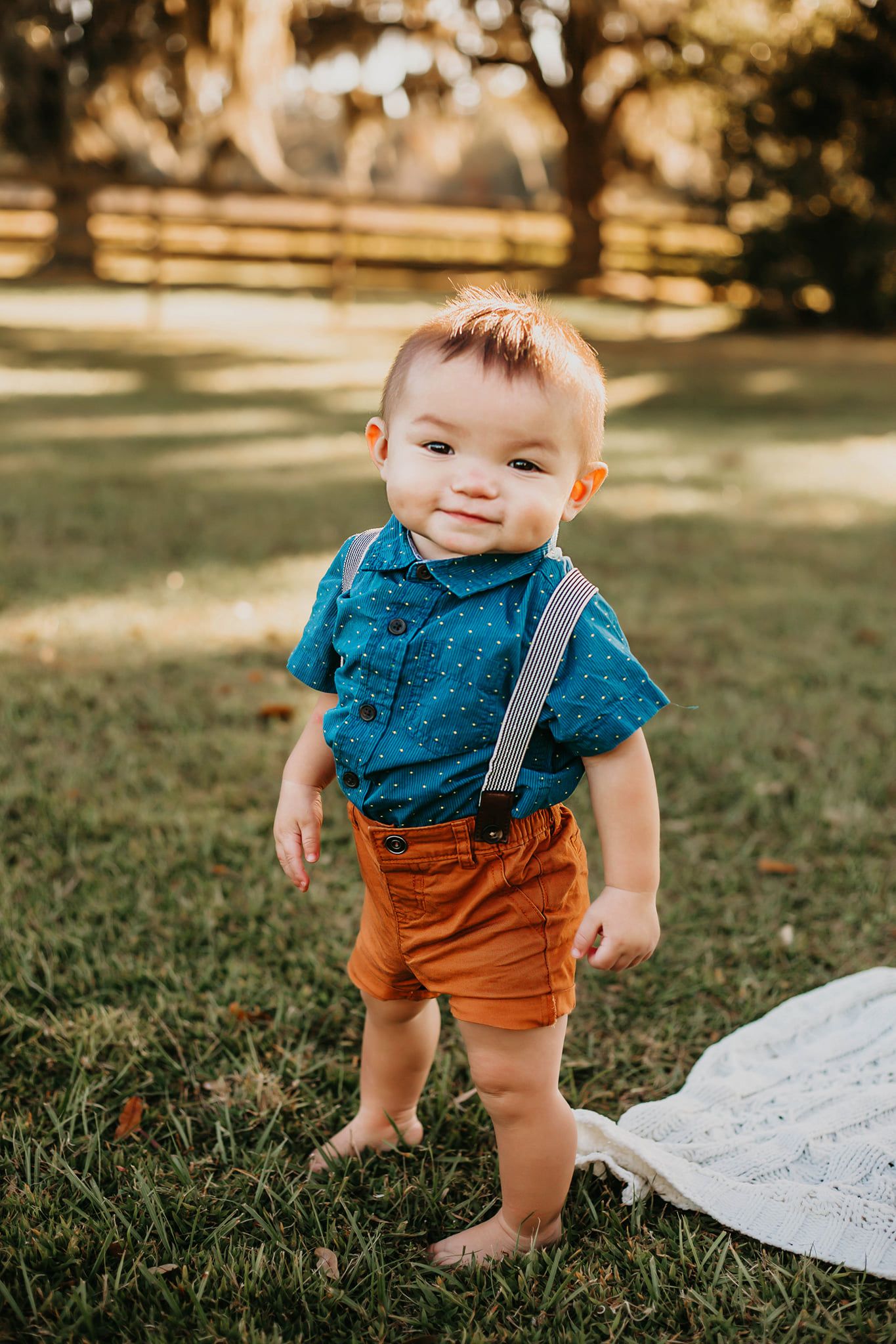Tampa Baby Photographer- Baby with suspenders