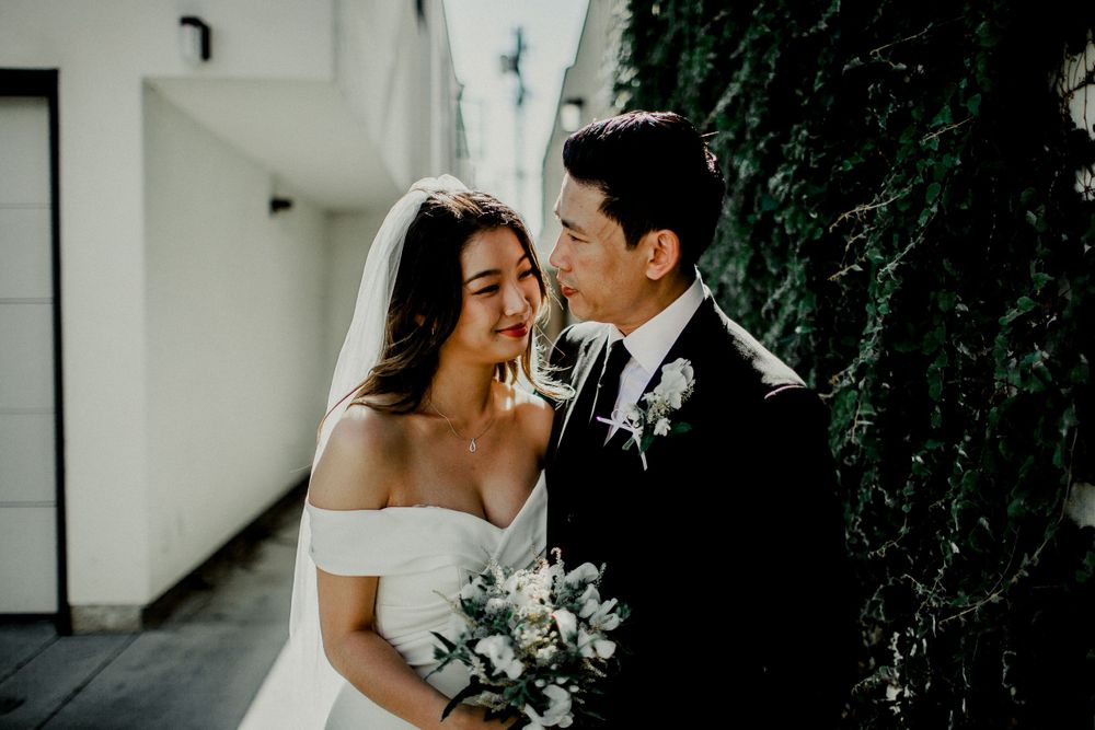 bride and groom portrait session near a.o.c. la