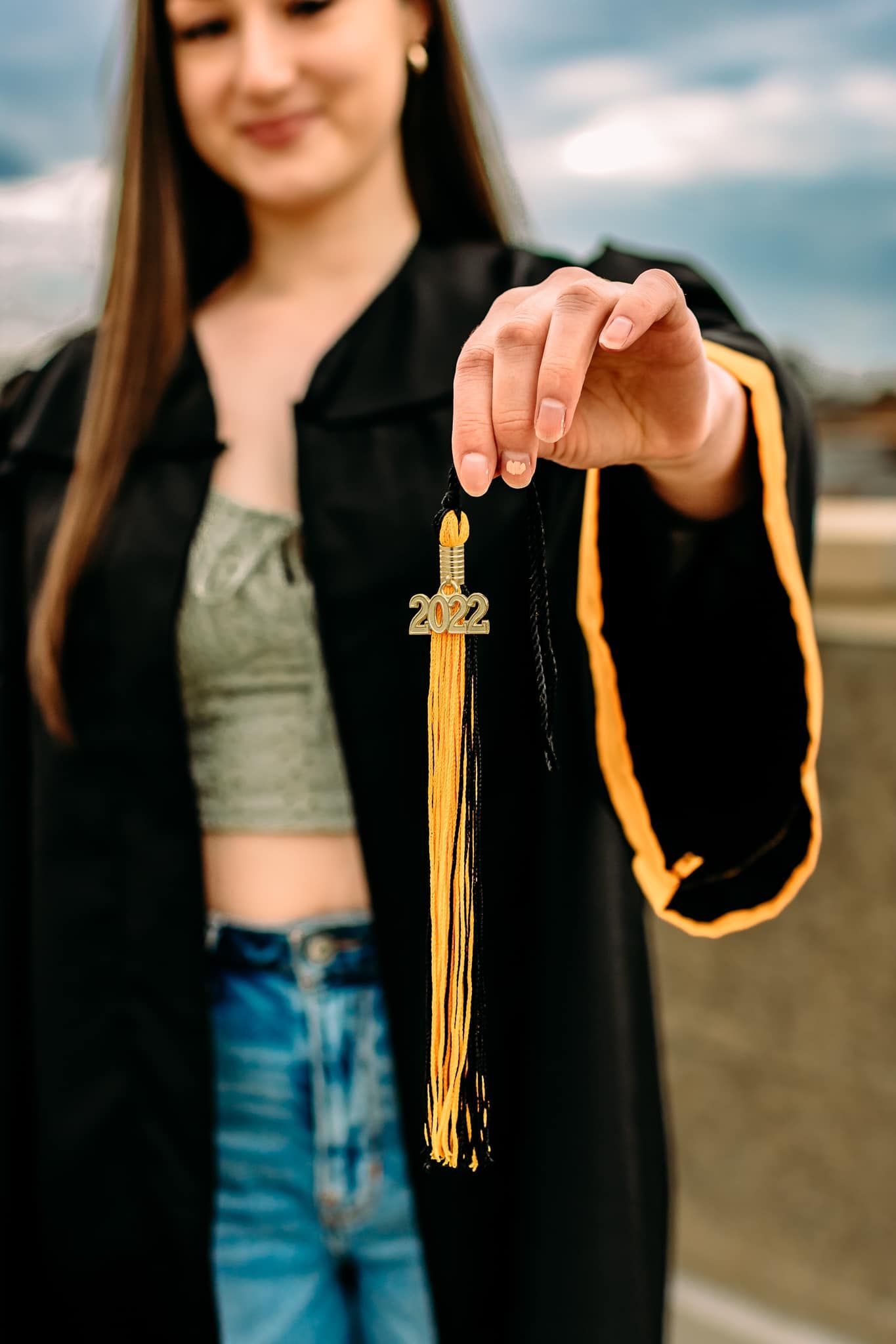 Downtown Fredericksburg Rooftop Senior Cap and Gown