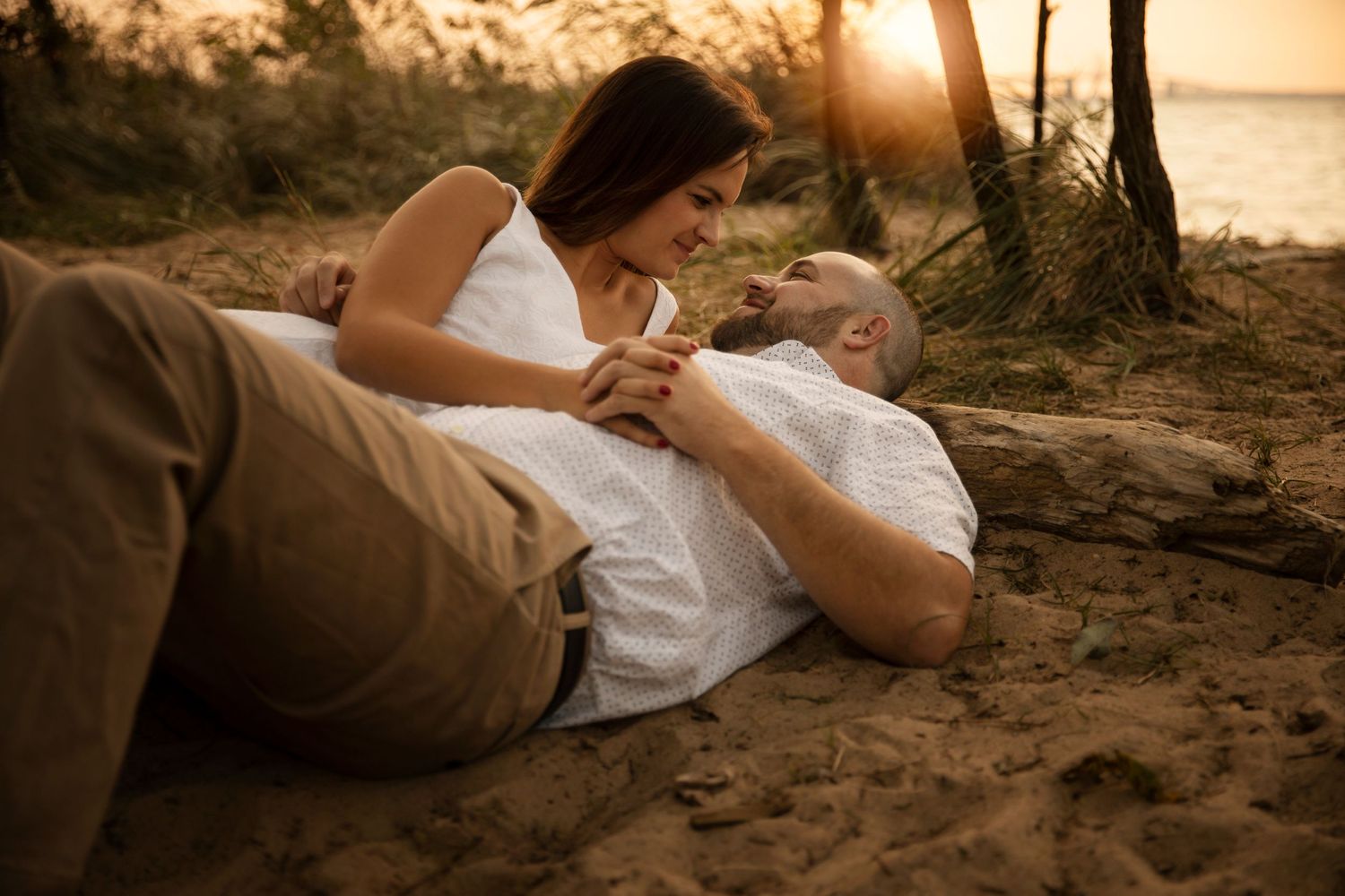 Engagement photo at Terrapin State Park Bay Bridge View