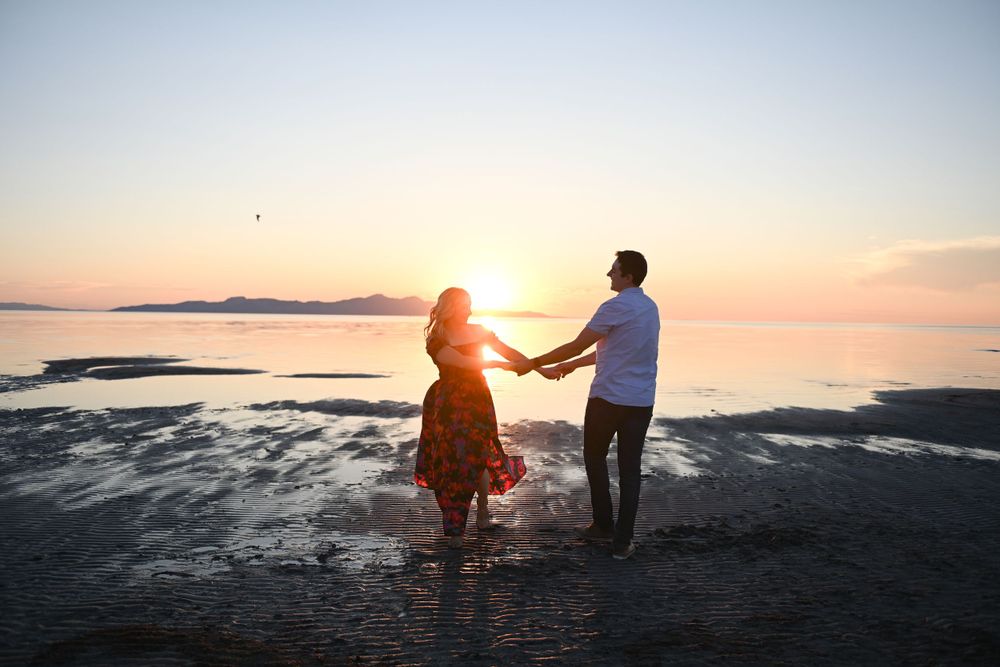 Engagement photo of couple in Salt Lake