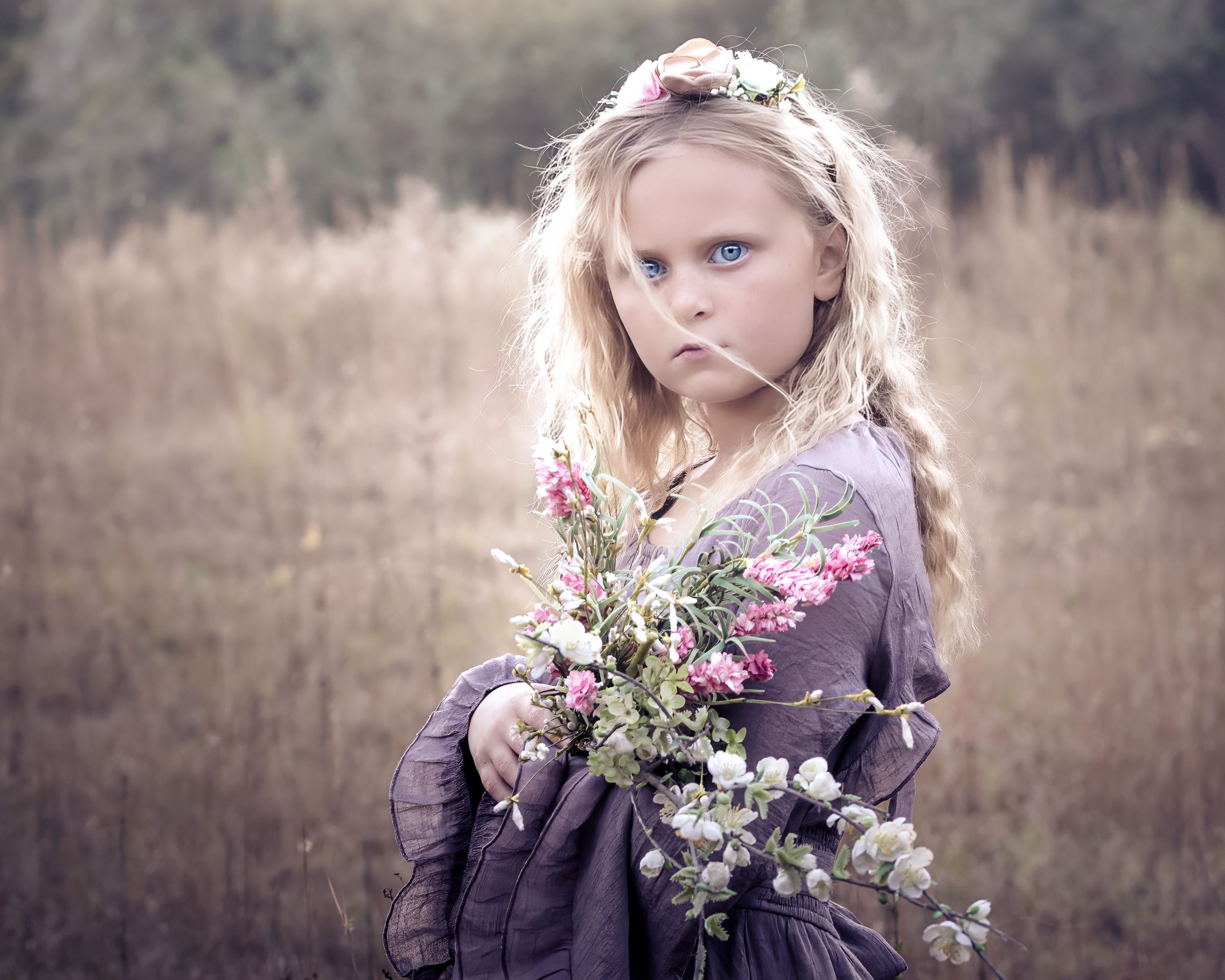 Dramatic Viking Princess with Blue Eyes Childhood Portrait