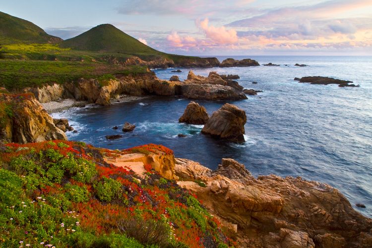 Whale Peak at sunset in Big Sur, Garrapata State Park, California